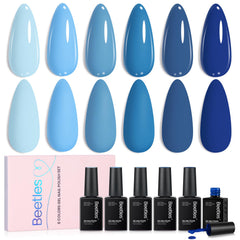 Beetles Esmalte Gel Azul: set Invierno, enfoque en botellas; manicura duradera