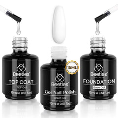 Beetles gel blanco 15ml en botella para acabado suave y uniforme.