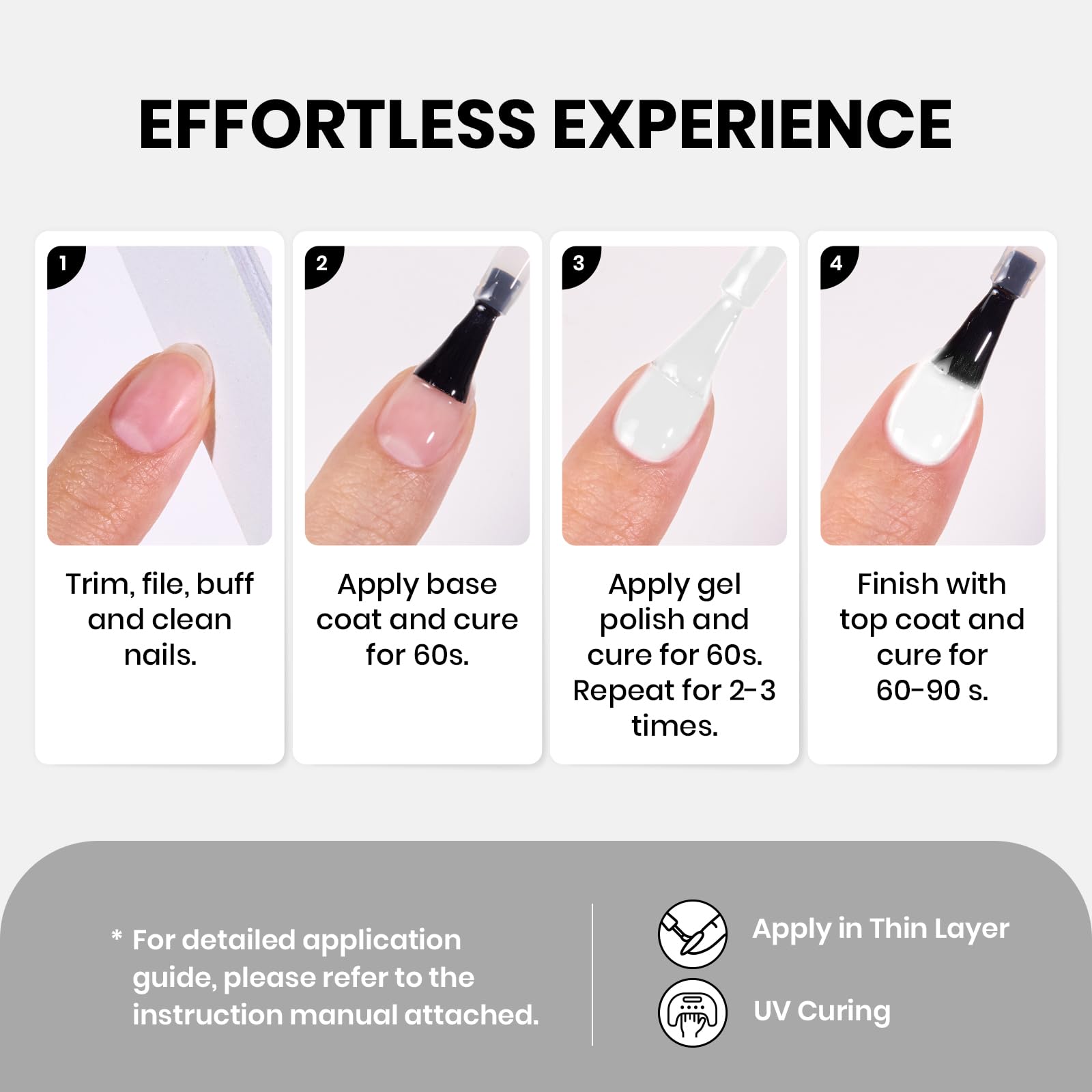 Beetles Esmalte Gel Blanco, brillo intenso para uñas pulidas