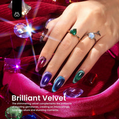 Beetles es esmalte gel con efecto ojo de gato en burdeos para uñas elegantes.