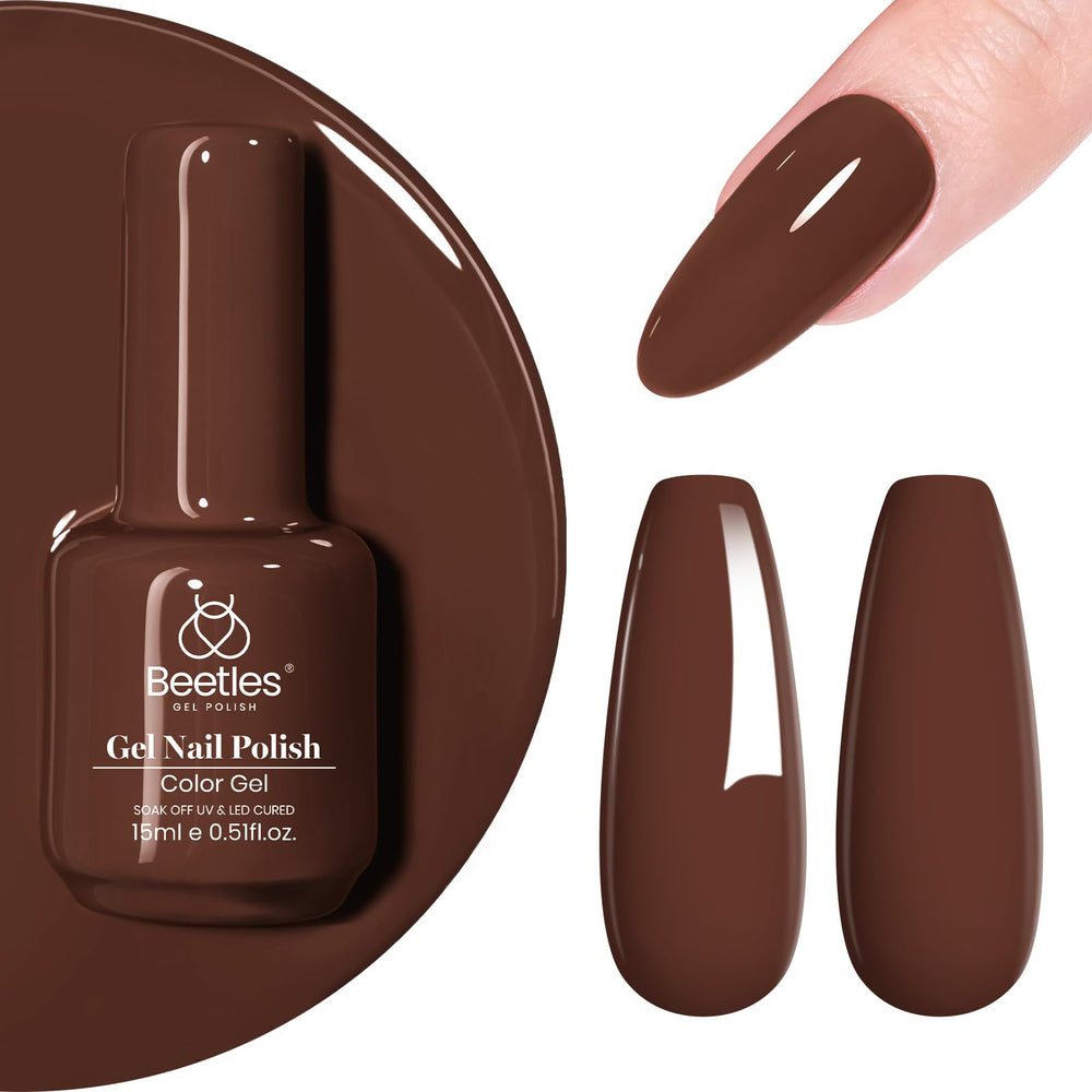 Beetles esmalte gel marrón 15 ml: botella lista para un brillo duradero.