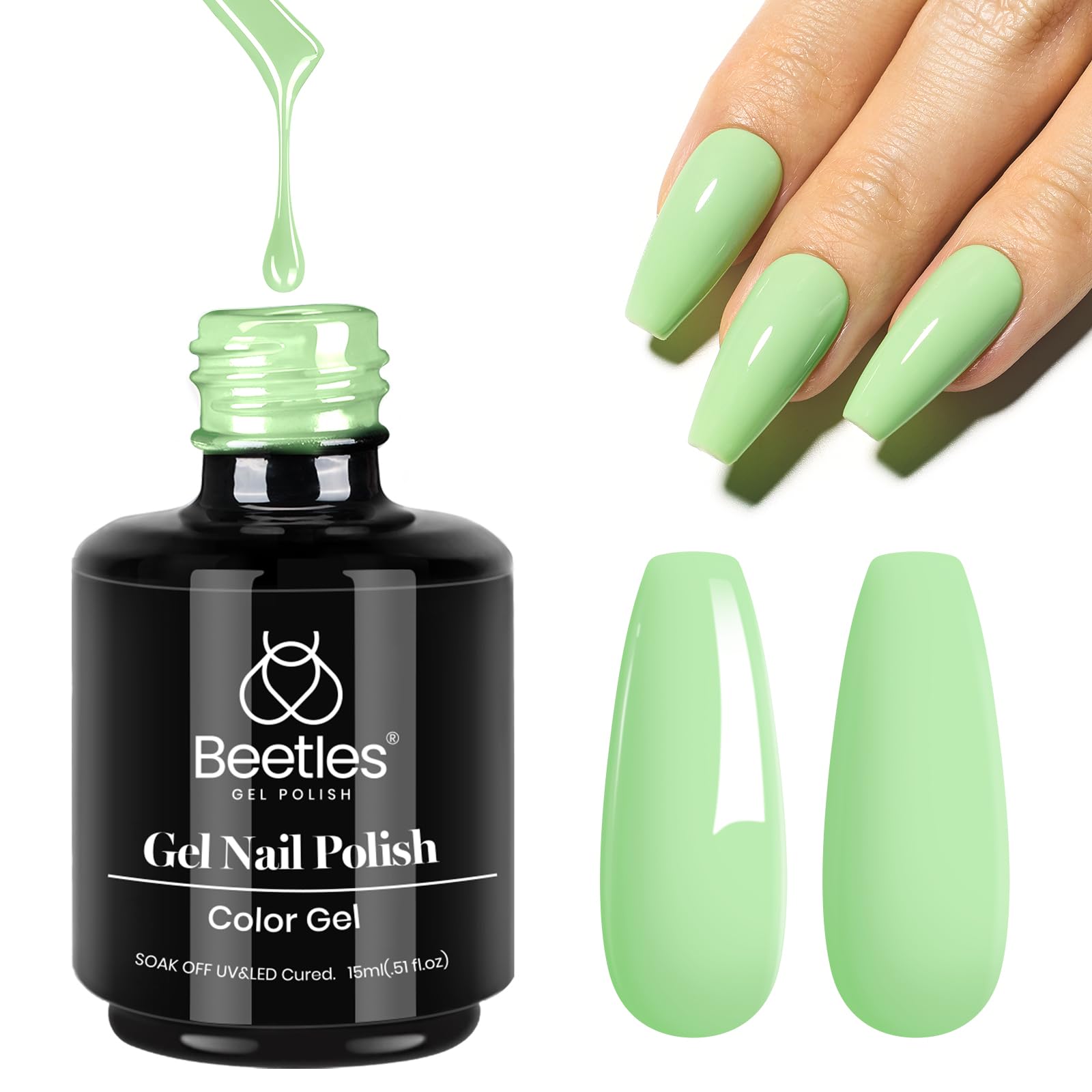 Beetles gel de uñas menta verde: kit DIY para manicuras creativas.