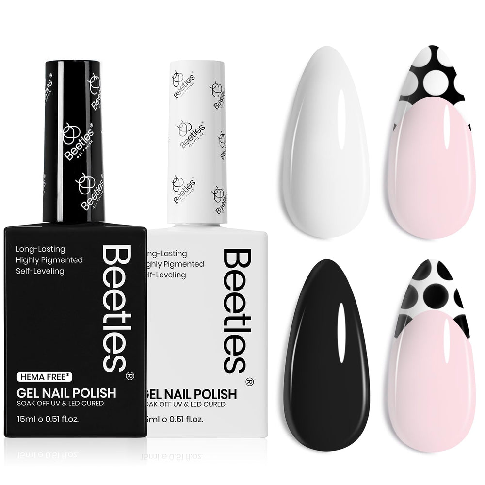 Beetles gel negro y blanco con frascos a juego para selección rápida de tono