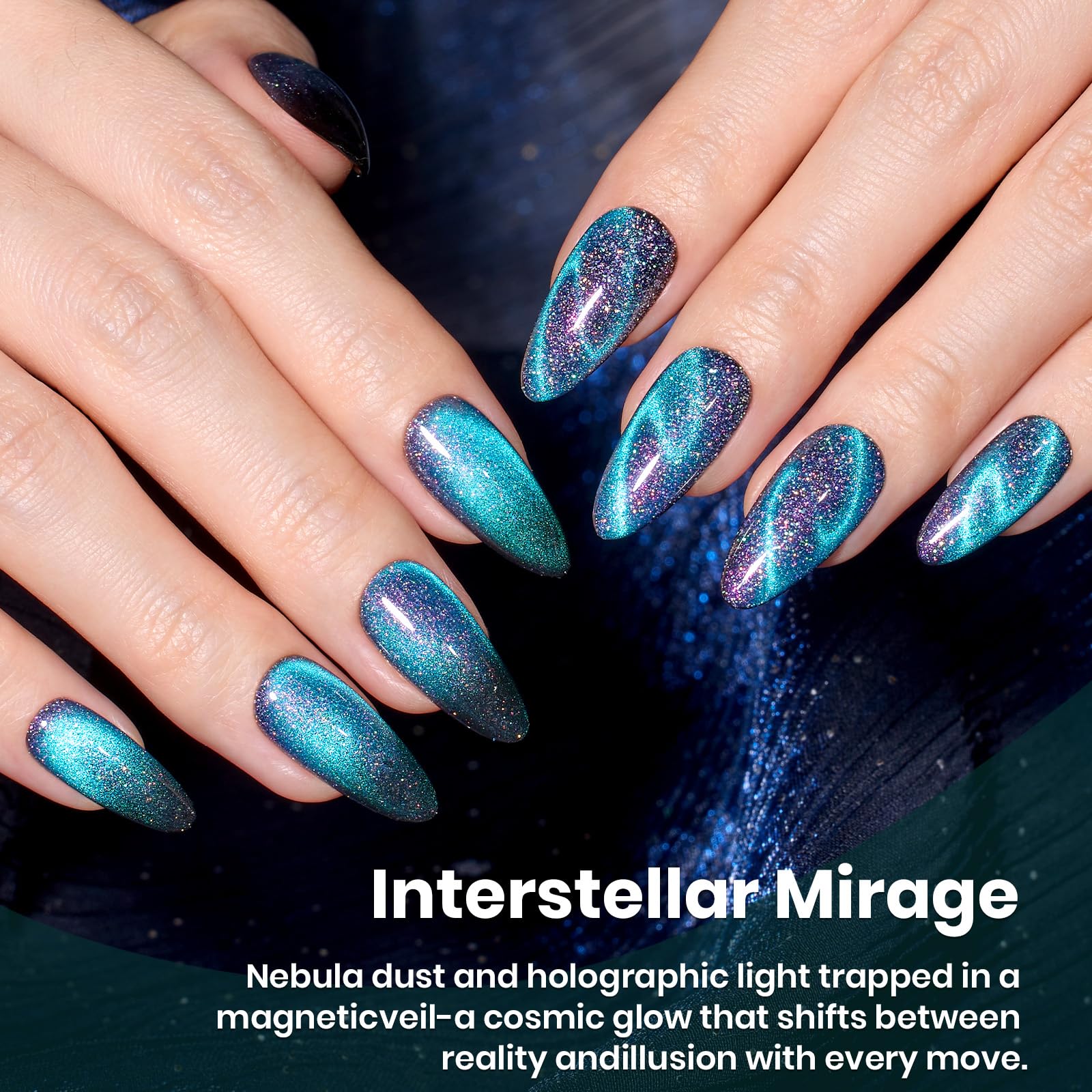 Beetles esmalte gel ojo de gato, curado con luz ultravioleta o LED en segundos.