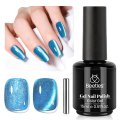 Beetles Esmalte Gel ojo de gato azul con imán para crear efecto llamativo