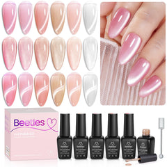 Beetles gel ojos de gato rosa nude, efecto cat eye suave y elegante.