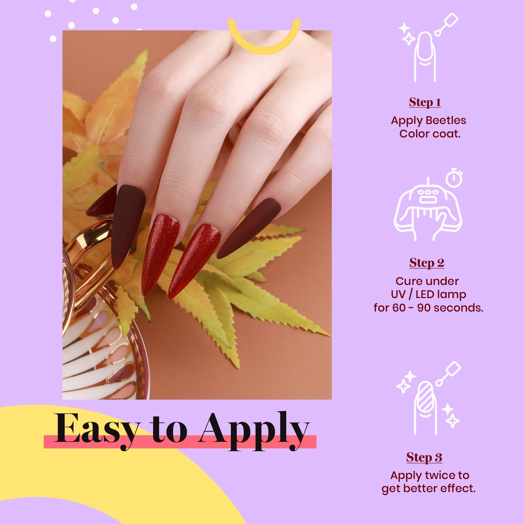 Beetles gel esmalte de bajo olor, opción cómoda para uñas en casa.