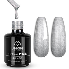 Beetles esmalte gel plateado con brillo concha perlada para uso diario.
