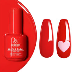 Beetles Esmalte Gel Rojo 15 ml, color intenso para uñas duraderas.
