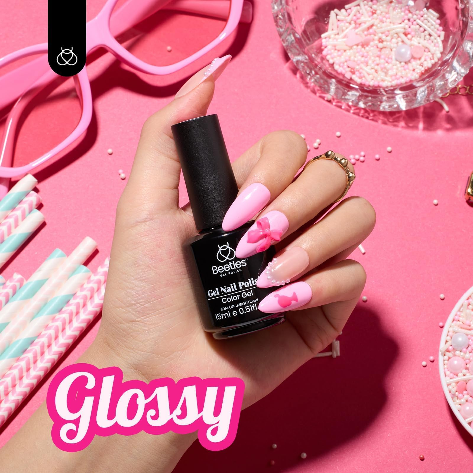 Beetles esmalte gel rosa claro Rosetas de Seda con acabado suave.