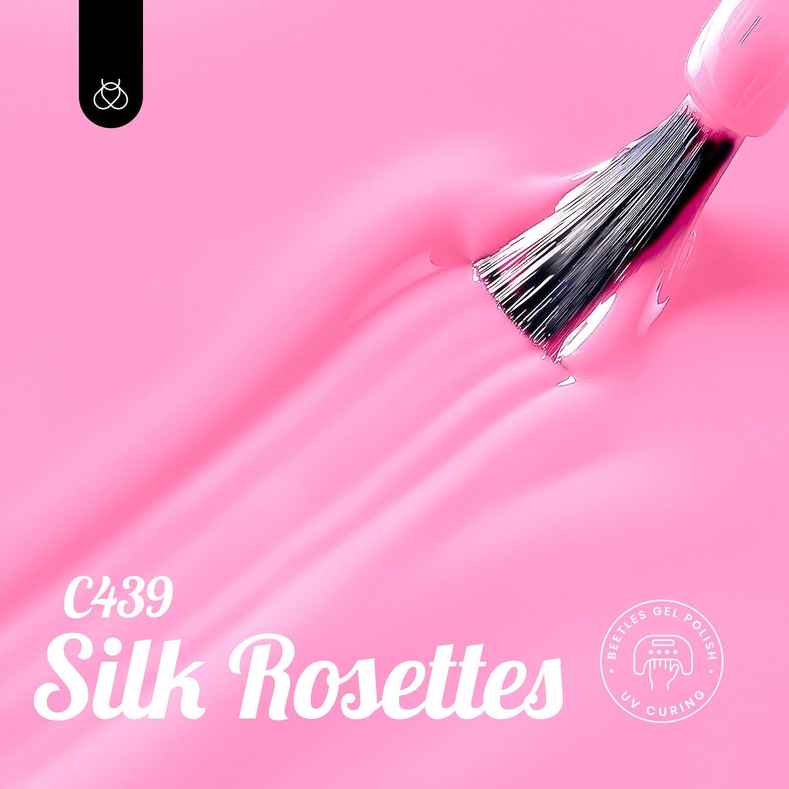 Beetles esmalte gel rosa Rosetas de Seda para uñas elegantes.