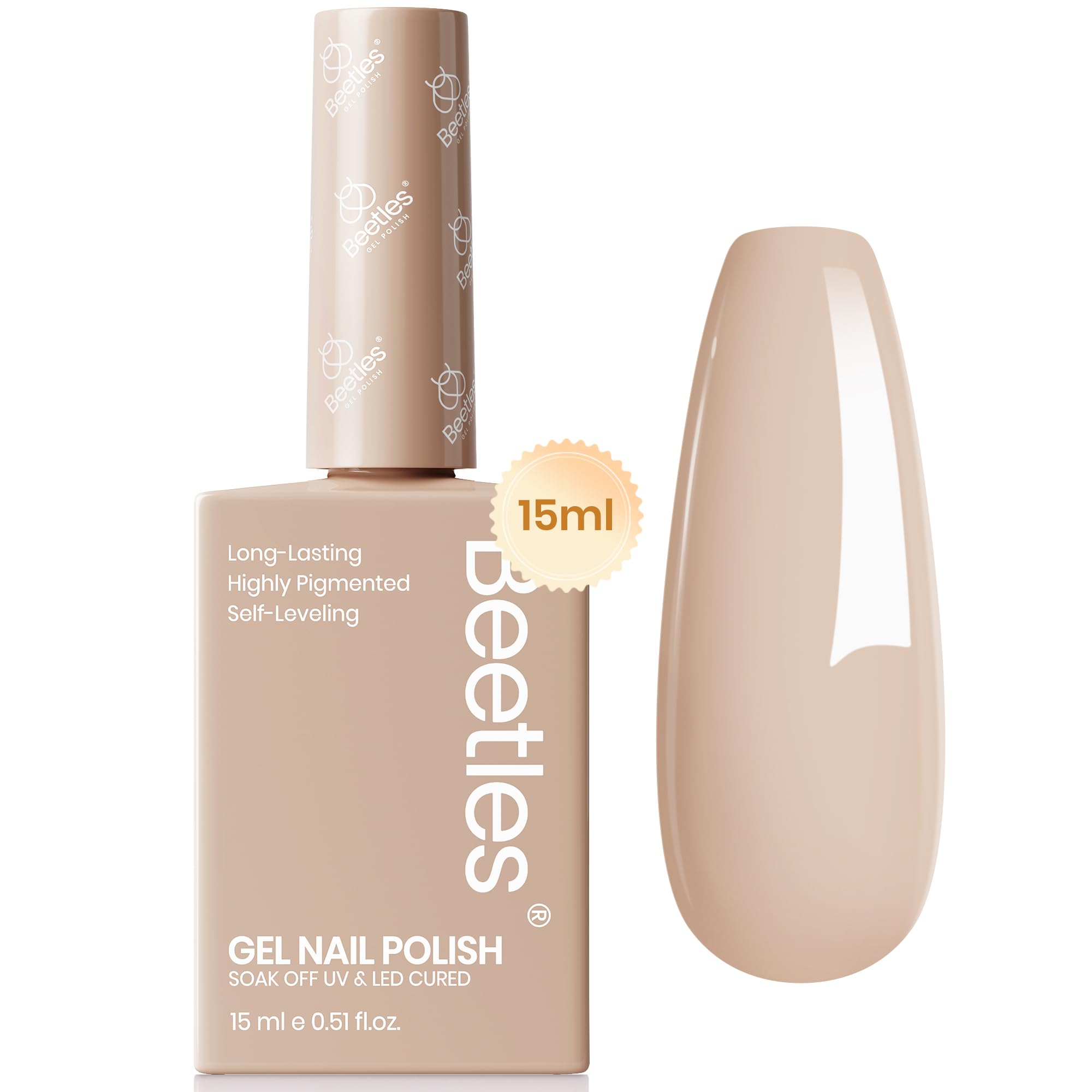 Beetles Esmalte Gel tono desnudo marrón beige para uñas elegantes y duraderas.
