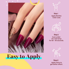 Beetles gel vino rojo, aplicación suave para uñas, acabado profesional.