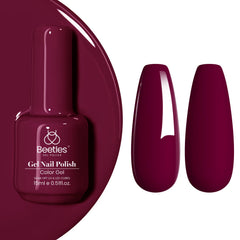 Beetles esmalte gel vino rojo en botella, color intenso para uñas.