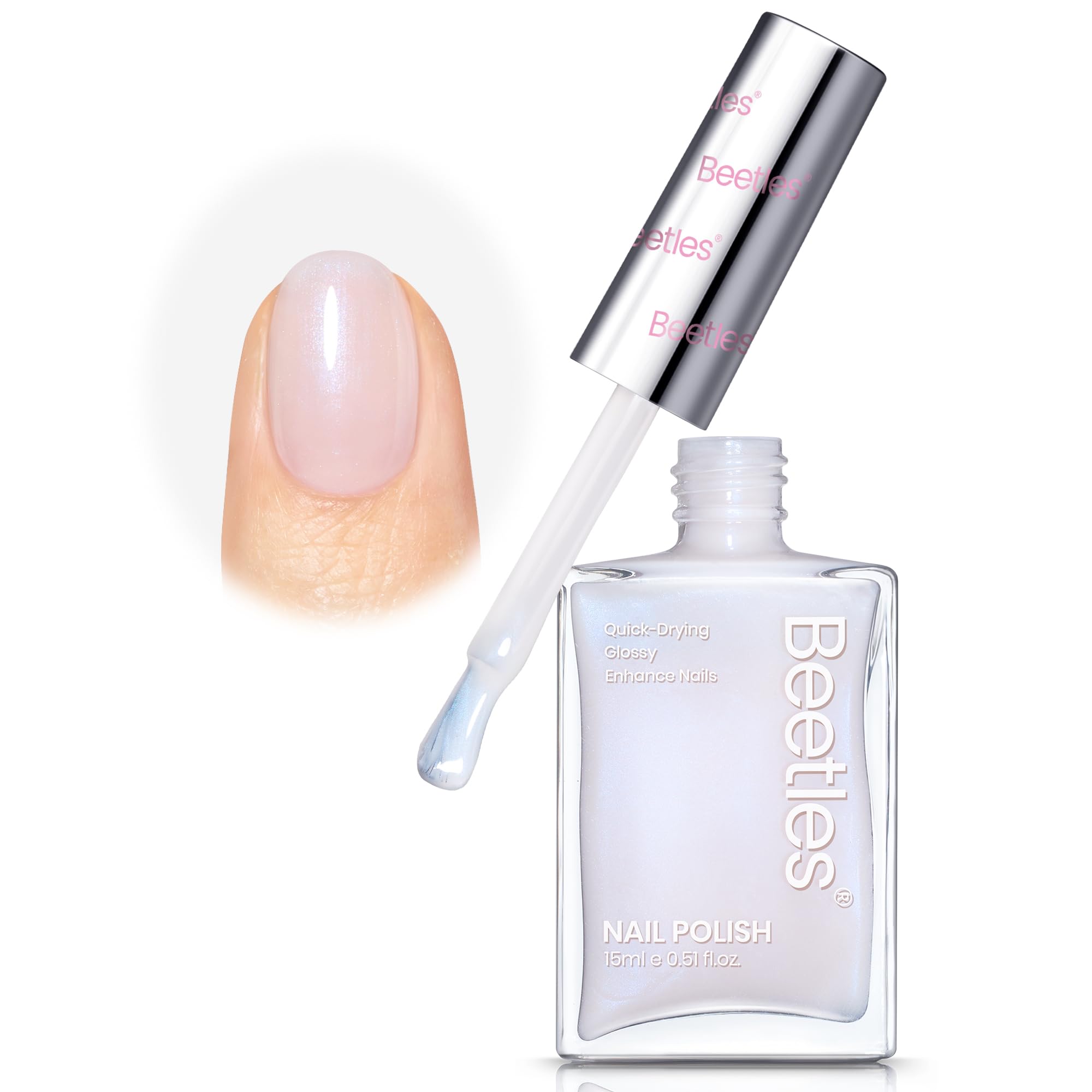 Beetles Esmalte Uñas Jelly Blanco, cobertura cremosa con acabado lechoso.