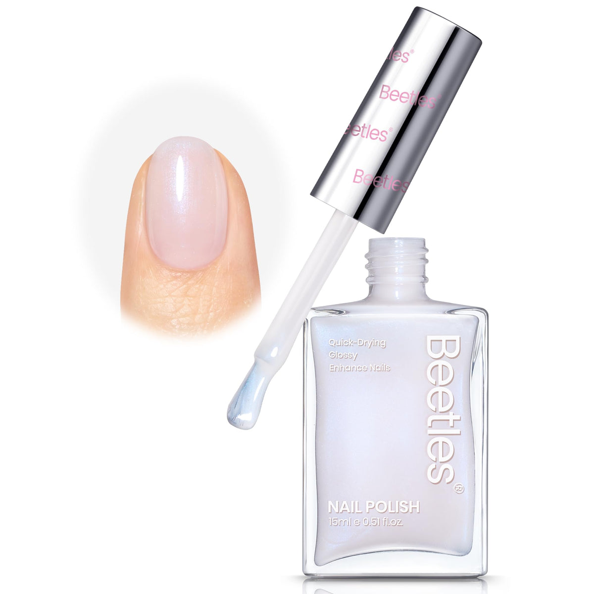 Beetles Esmalte Uñas Jelly Blanco, cobertura cremosa con acabado lechoso.