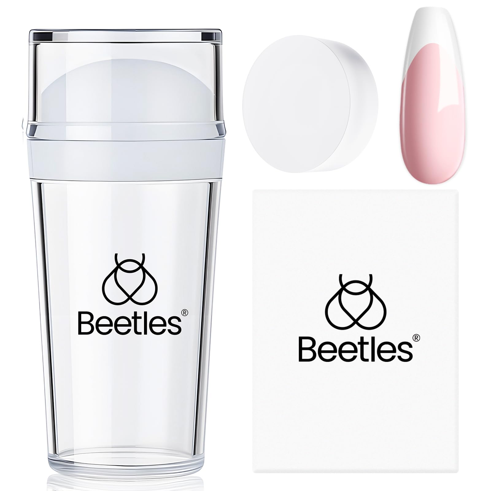 Beetles estampador corto transparente para colocación precisa del diseño en uñas