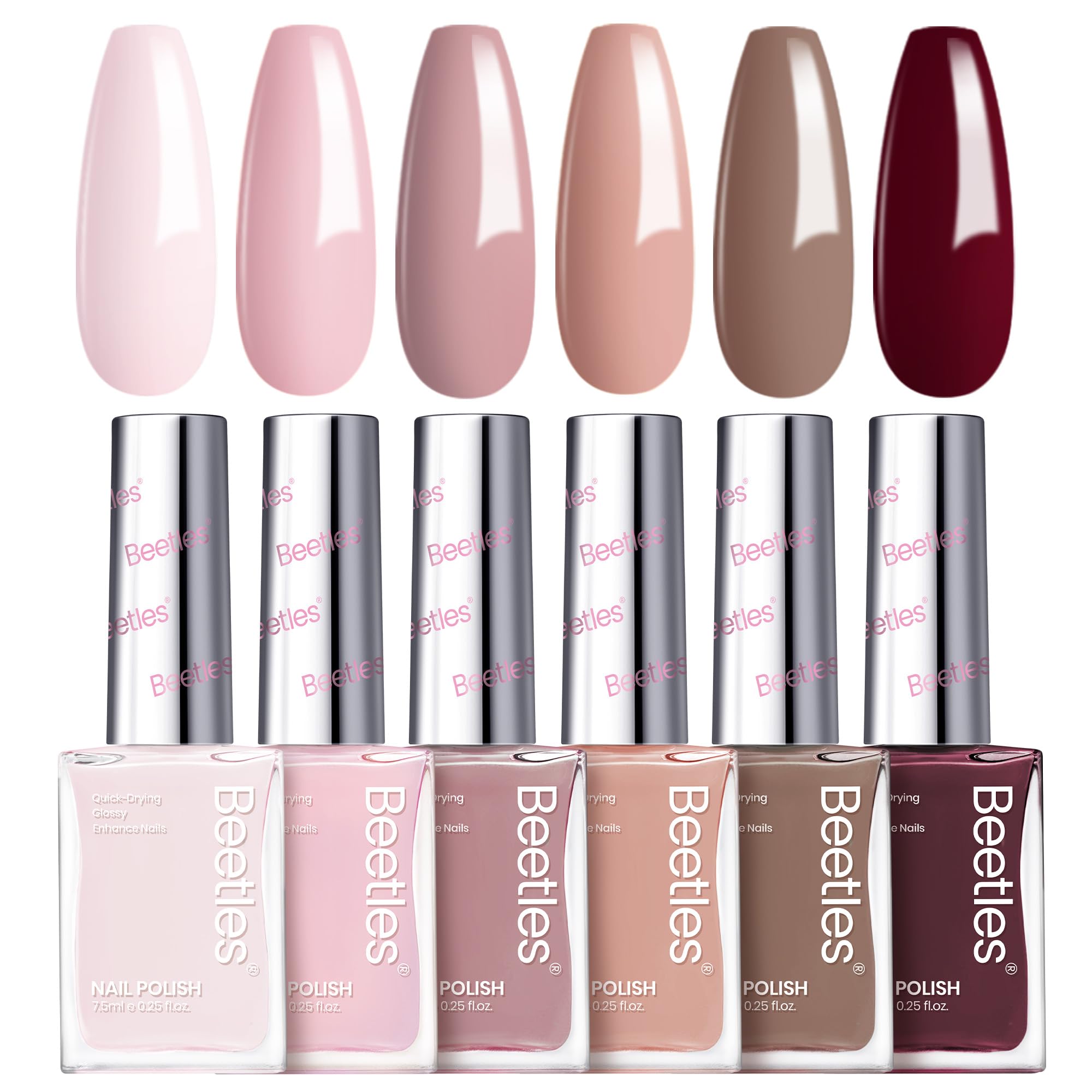 Beetles Gel Polish Fall Set color swatches in Coconut Mousse for quick-dry, long-lasting nude tones.