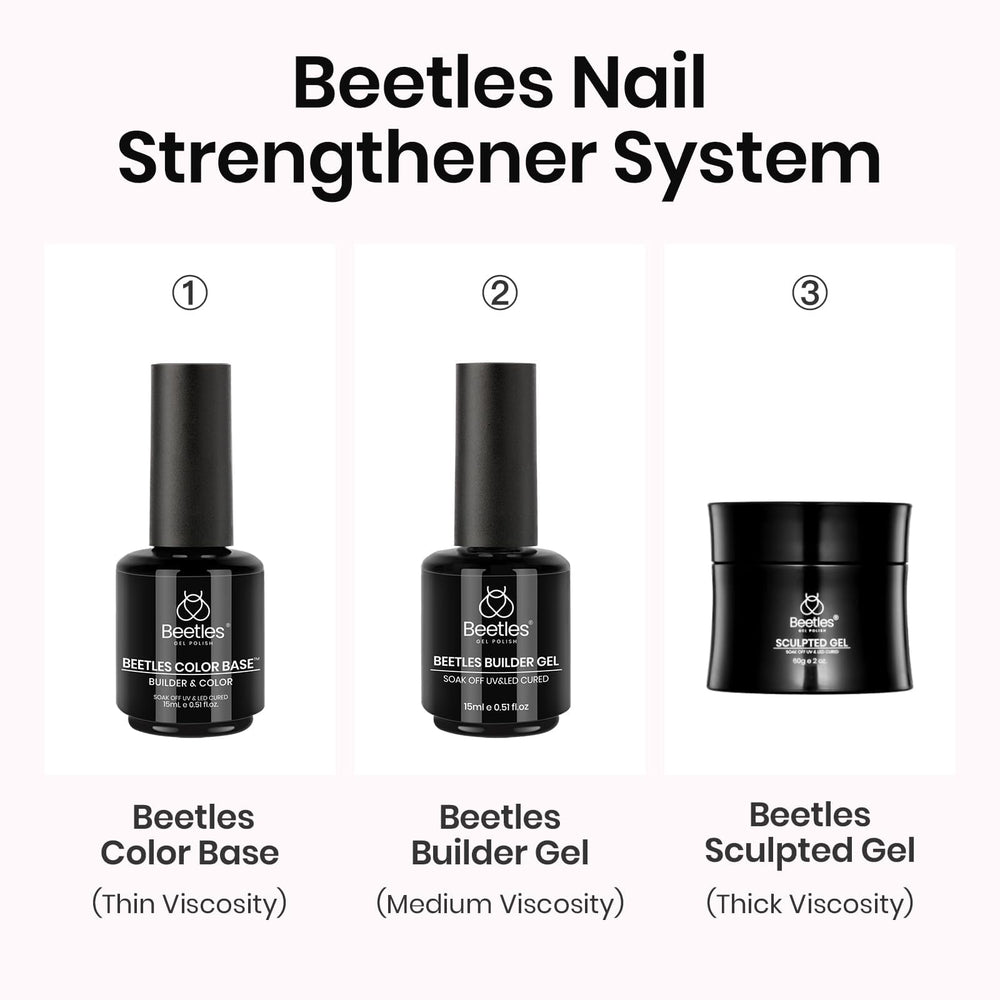 Beetles gap filling and overlays create seamless nail base.