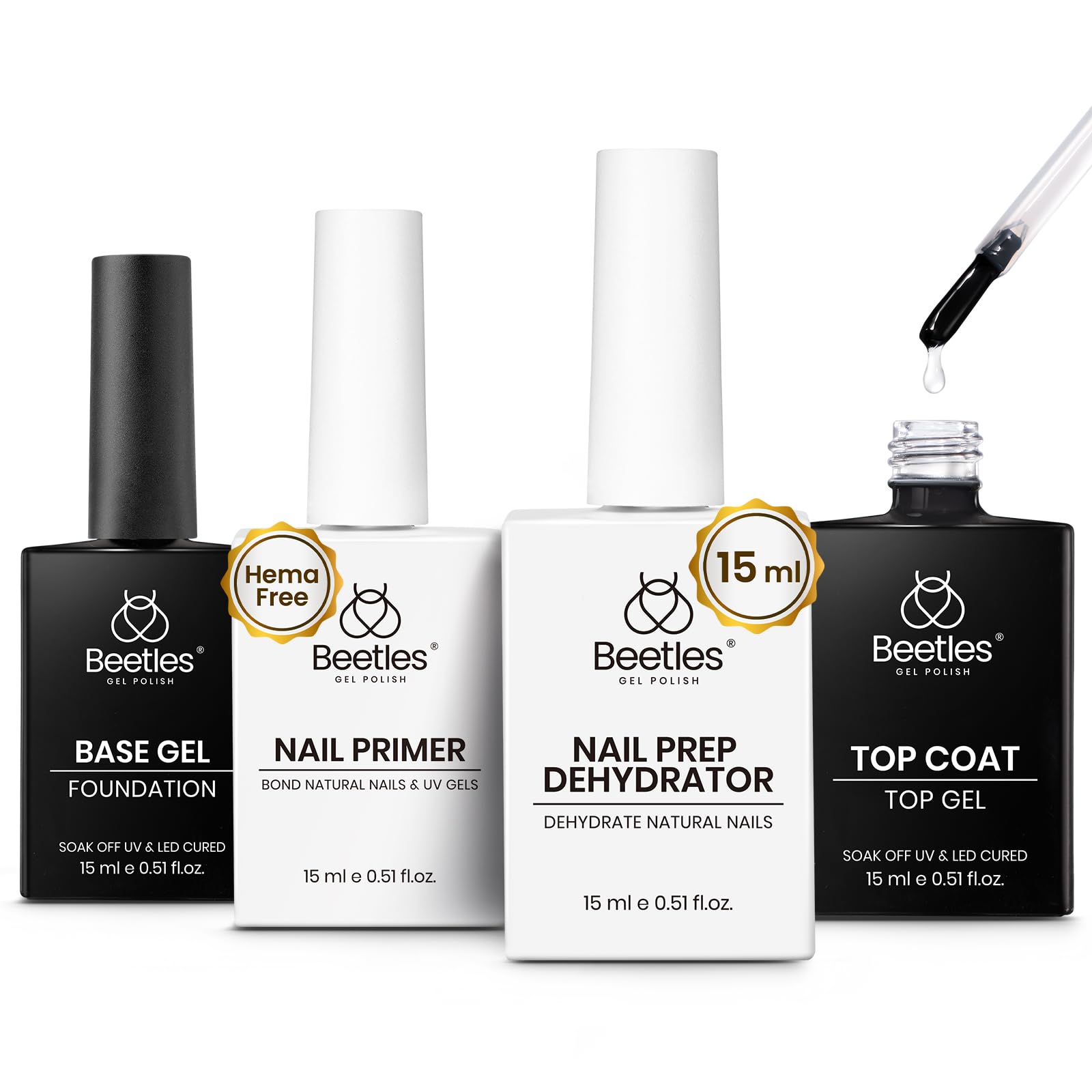 Beetles gel base: capa base adhesiva para uñas gel y adherencia duradera.