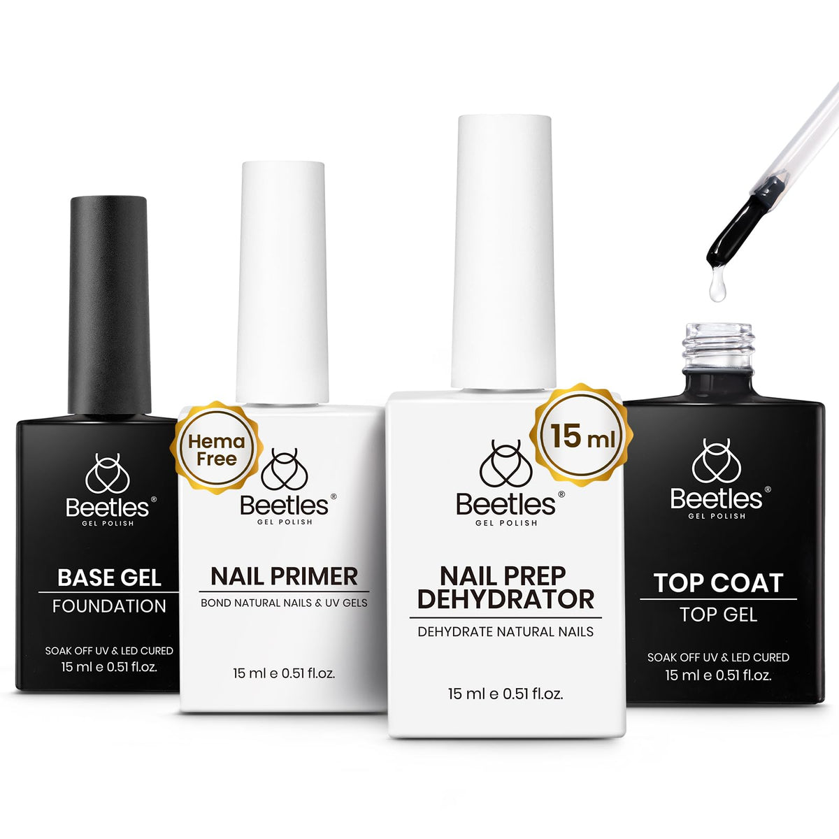 Beetles gel base: capa base adhesiva para uñas gel y adherencia duradera.