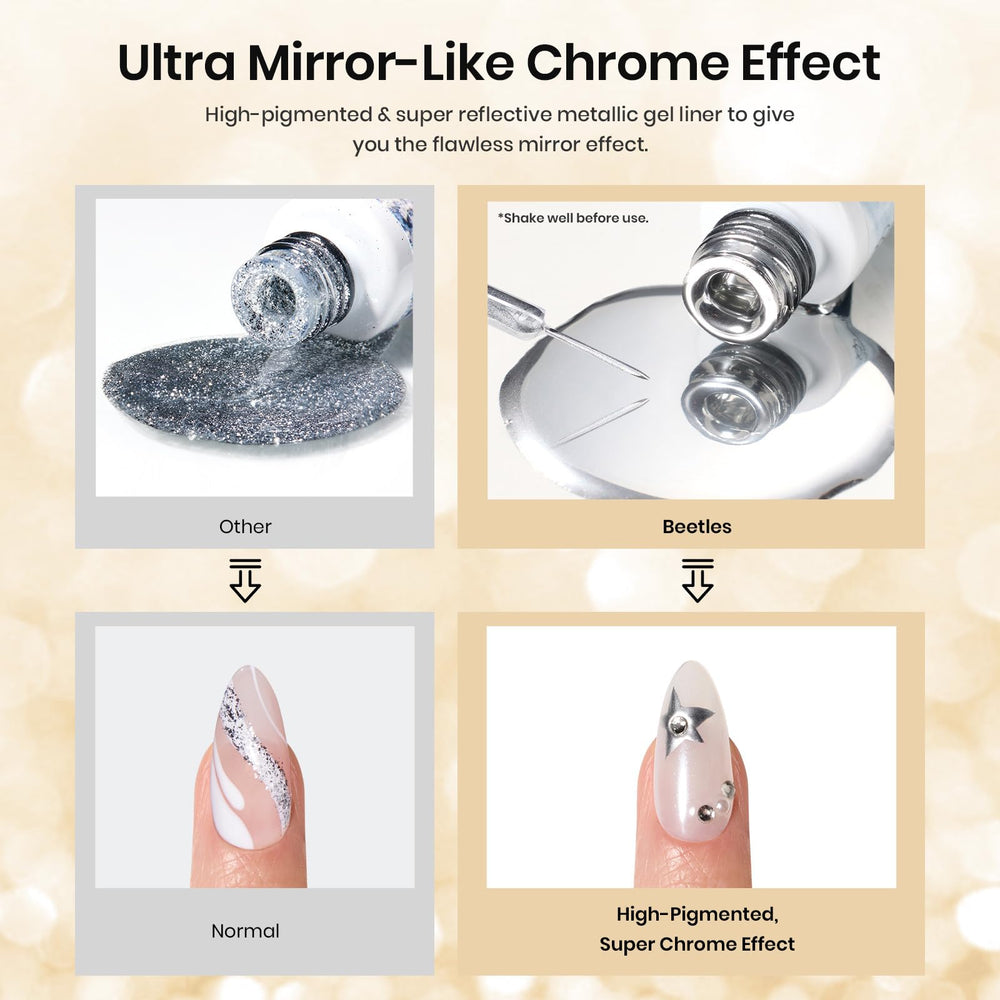 Beetles Gel Liner cromo brillante: reflejos fuertes para diseños llamativos