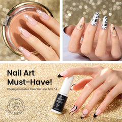 Beetles Gel Liner negro blanco frances: contraste clásico para uñas elegantes