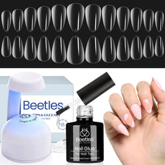Beetles Gel Nail Kit: puntas almendra 500 unidades para extensión rápida.