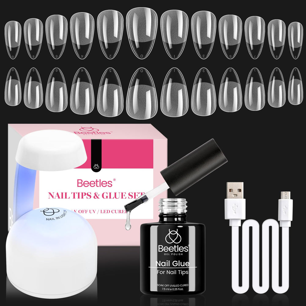 Beetles kit de uñas en gel con forma almendra para manicuras en casa.