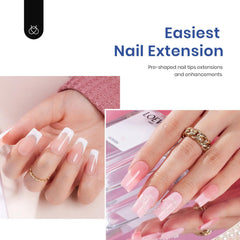 Beetles Gel Nail Kit Medium Square pre-shaped tips for seamless extensions