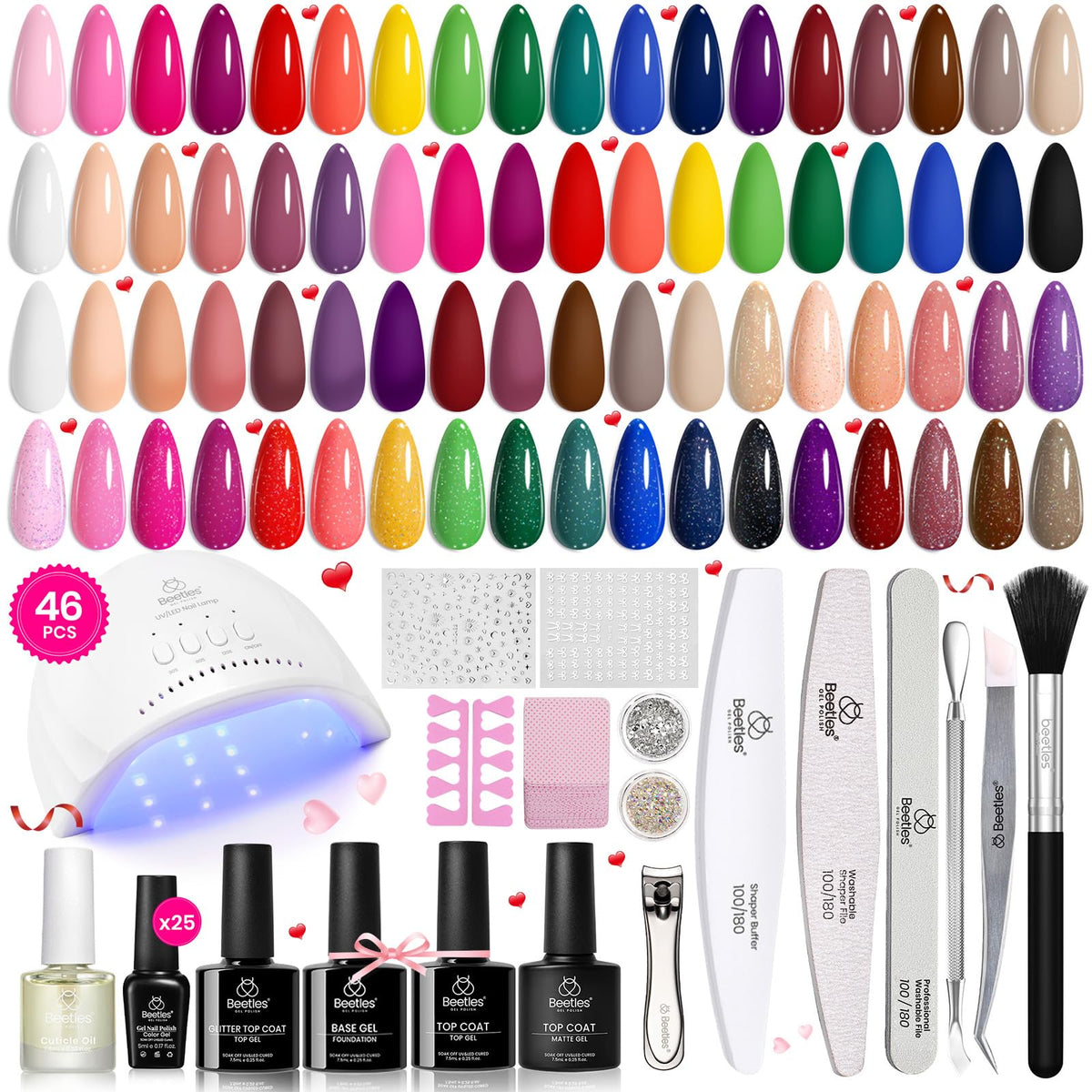 Beetles Gel Nail Polish Kit con lámpara UV para curado rápido y profesional