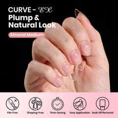 Beetles Gel Nail Tips Almond Curve-EX aplicación fácil para extensiones rápidas sin limar.