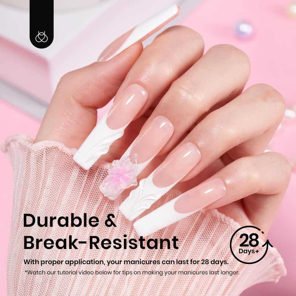 Beetles Gel Nail Tips hechos de PMMA ligeros y duraderos.
