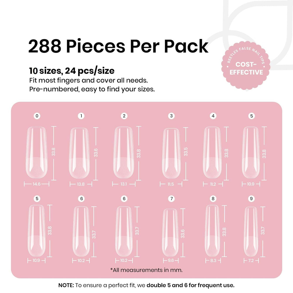 Beetles Gel Nail Tips superficie semi mate para mayor adherencia.