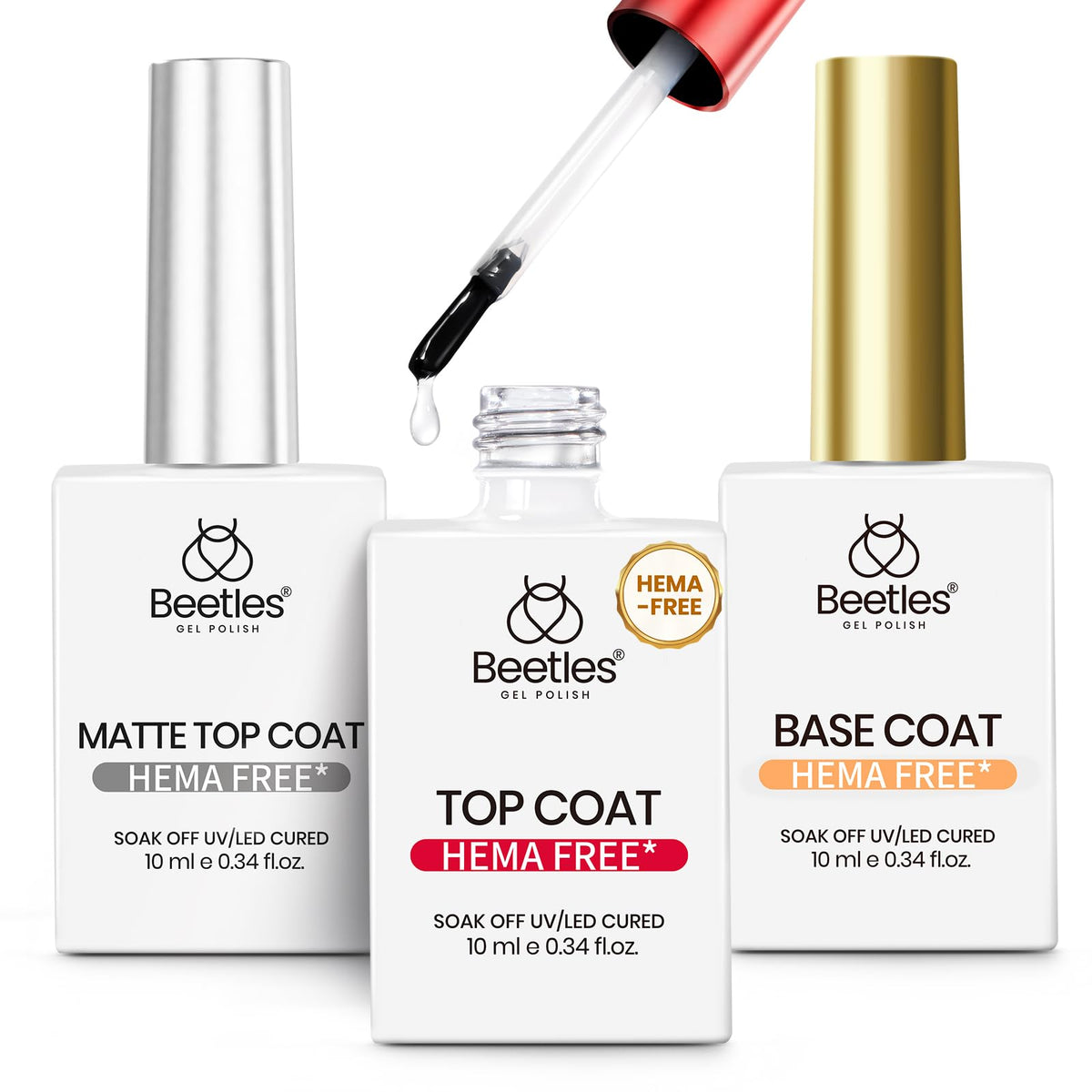 Beetles Gel Polish Base Coat frente: mejora la adherencia para uñas duraderas