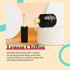 Beetles Gel Polish botella detalle amarillo, aplicación suave y consistente.