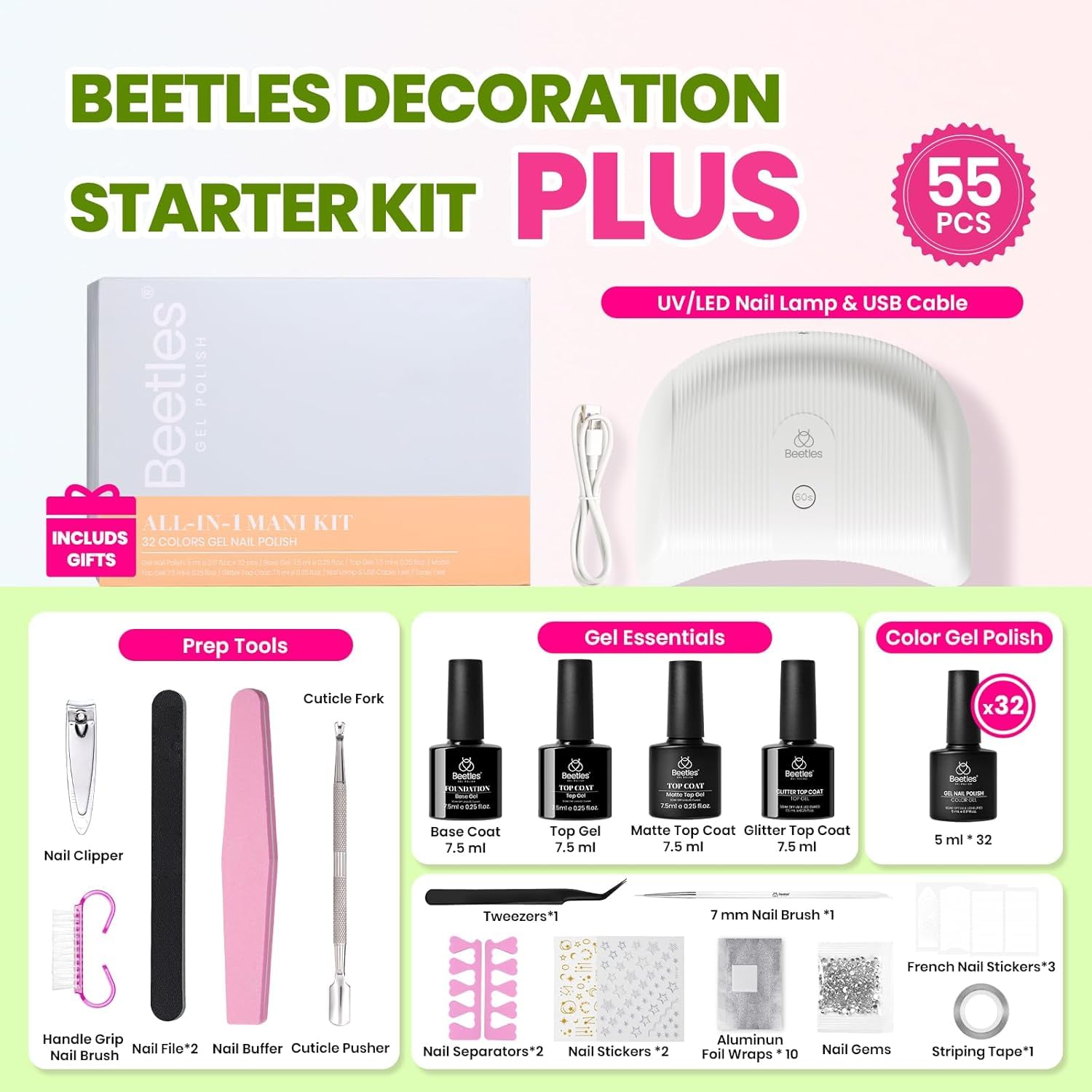 Capa superior brillo escarchado Beetles para destellos discretos.