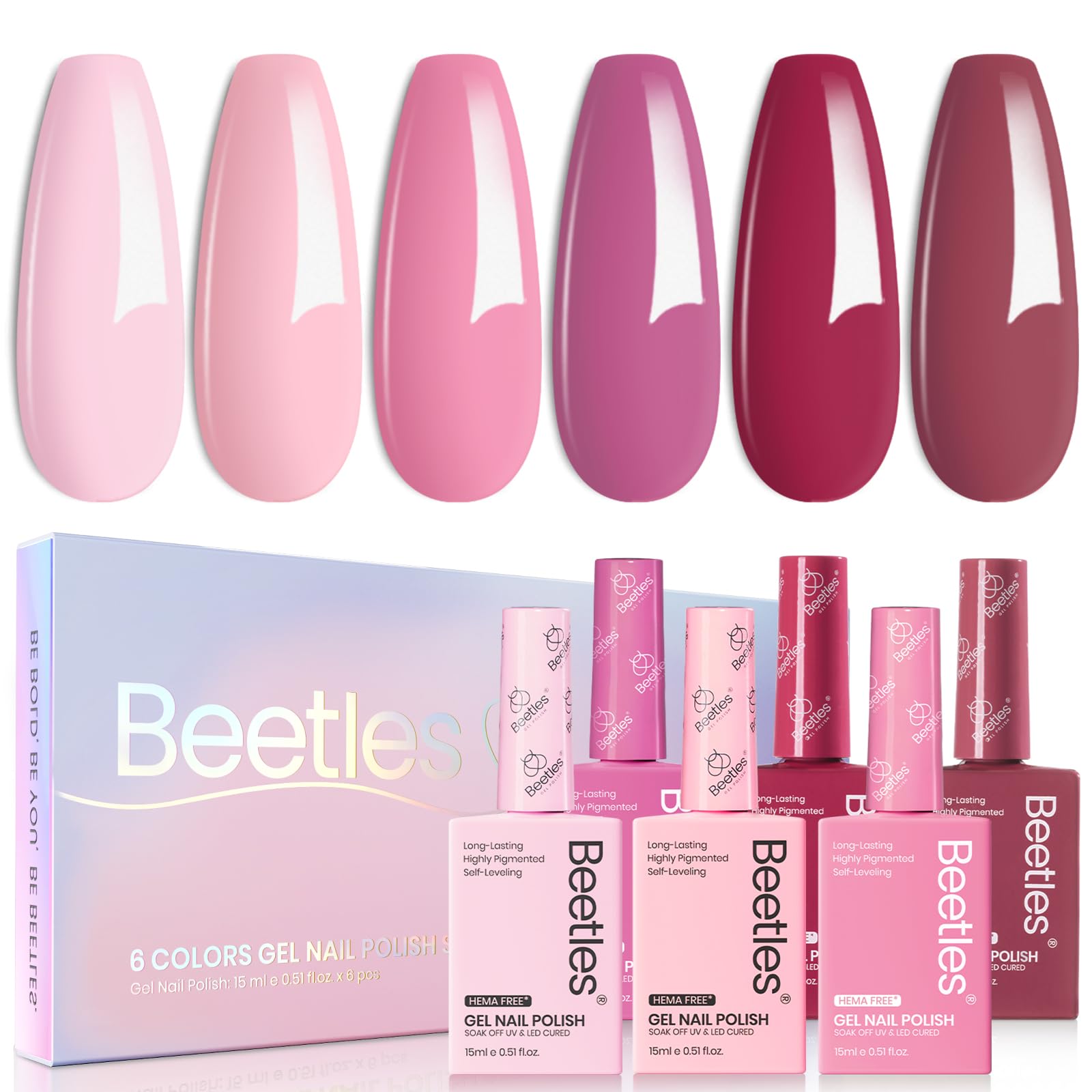 Beetles gel polish curado con luz LED, color estable.