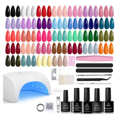 Beetles Gel Polish kit con lámpara UV para manicuras caseras rápidas.