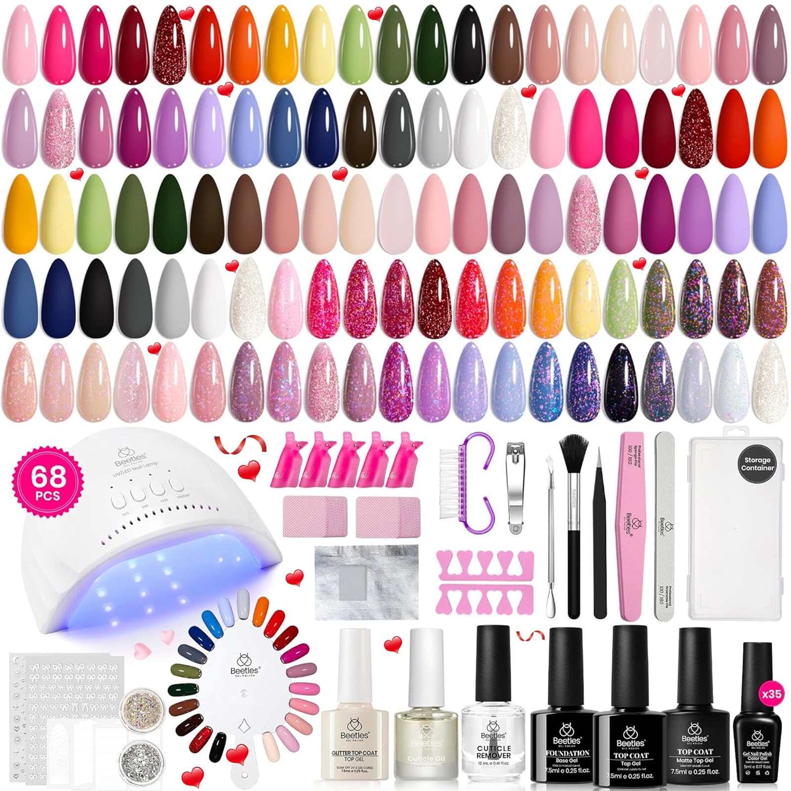 Beetles Gel Polish Kit con luz UV-30led para curado uniforme.