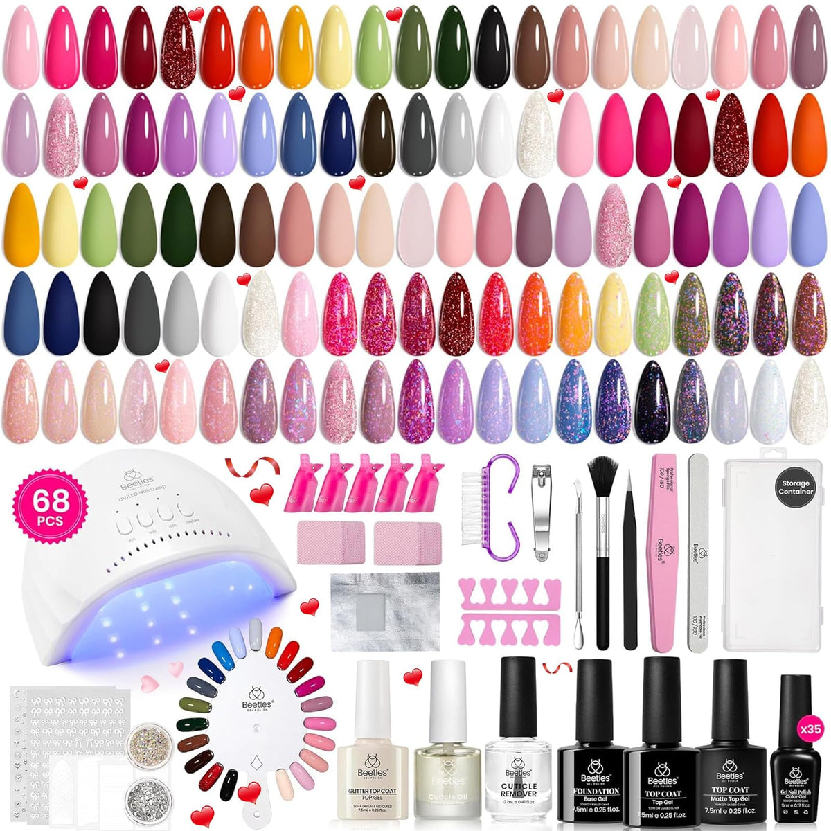 Beetles Gel Polish Kit con luz UV-30led para curado uniforme.