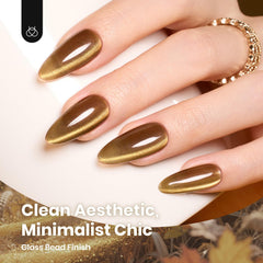 Beetles Gel Polish Ojo Gato Marrón Dorado, aspecto sofisticado con brillo metalizado.