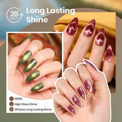 Beetles Gel Polish Ojo Gato Verde Oliva, tono natural con atractivo de cat eye.