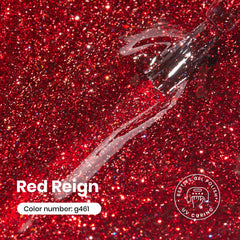 Beetles Gel Polish rojo glitter, fórmula de bajo olor para uñas con brillo duradero.