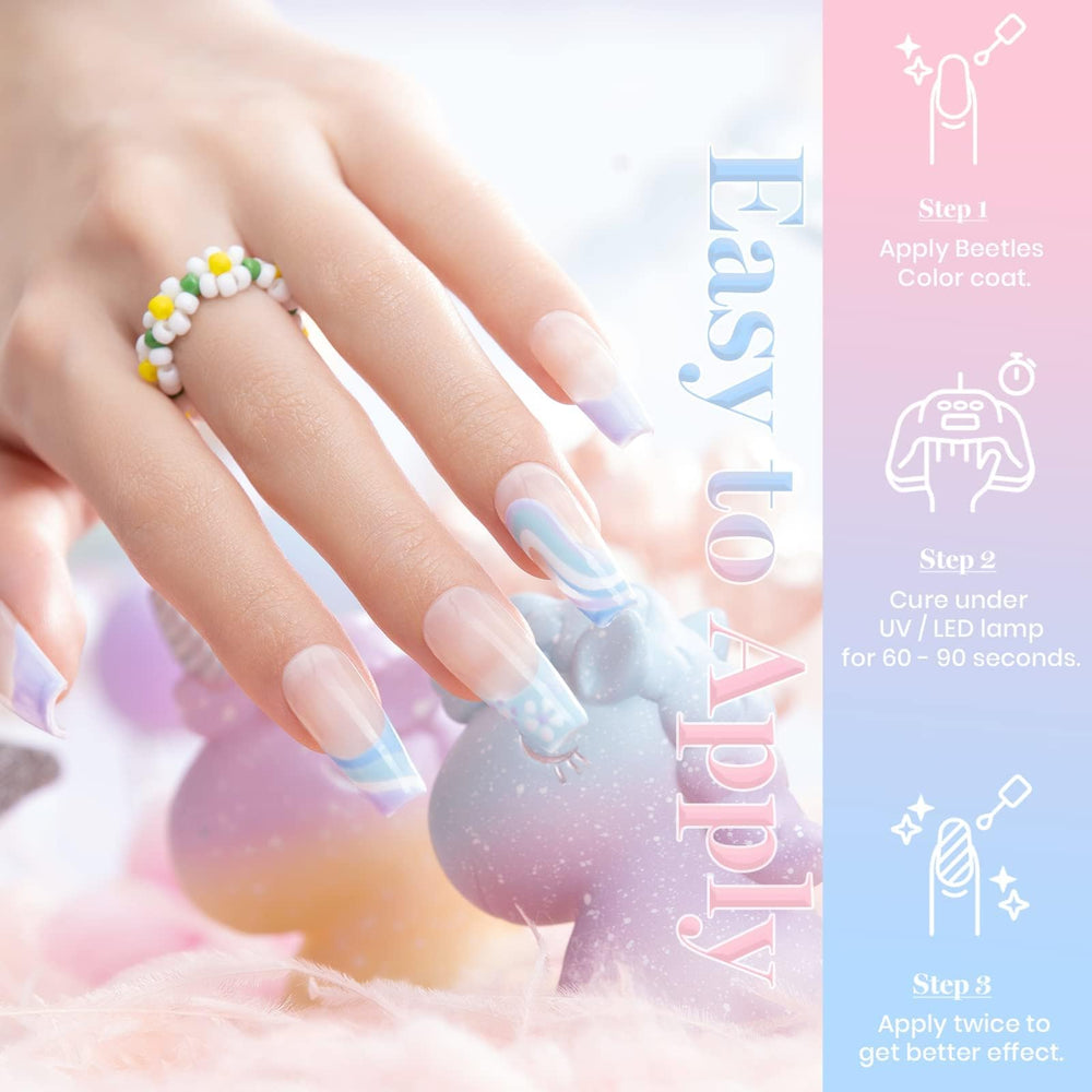 Beetles Gel Polish Pastel Azul tono refrescante para uñas.