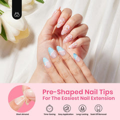 Beetles Gel Short Almond Nail Tips: 12 tallas numeradas para ajuste perfecto.