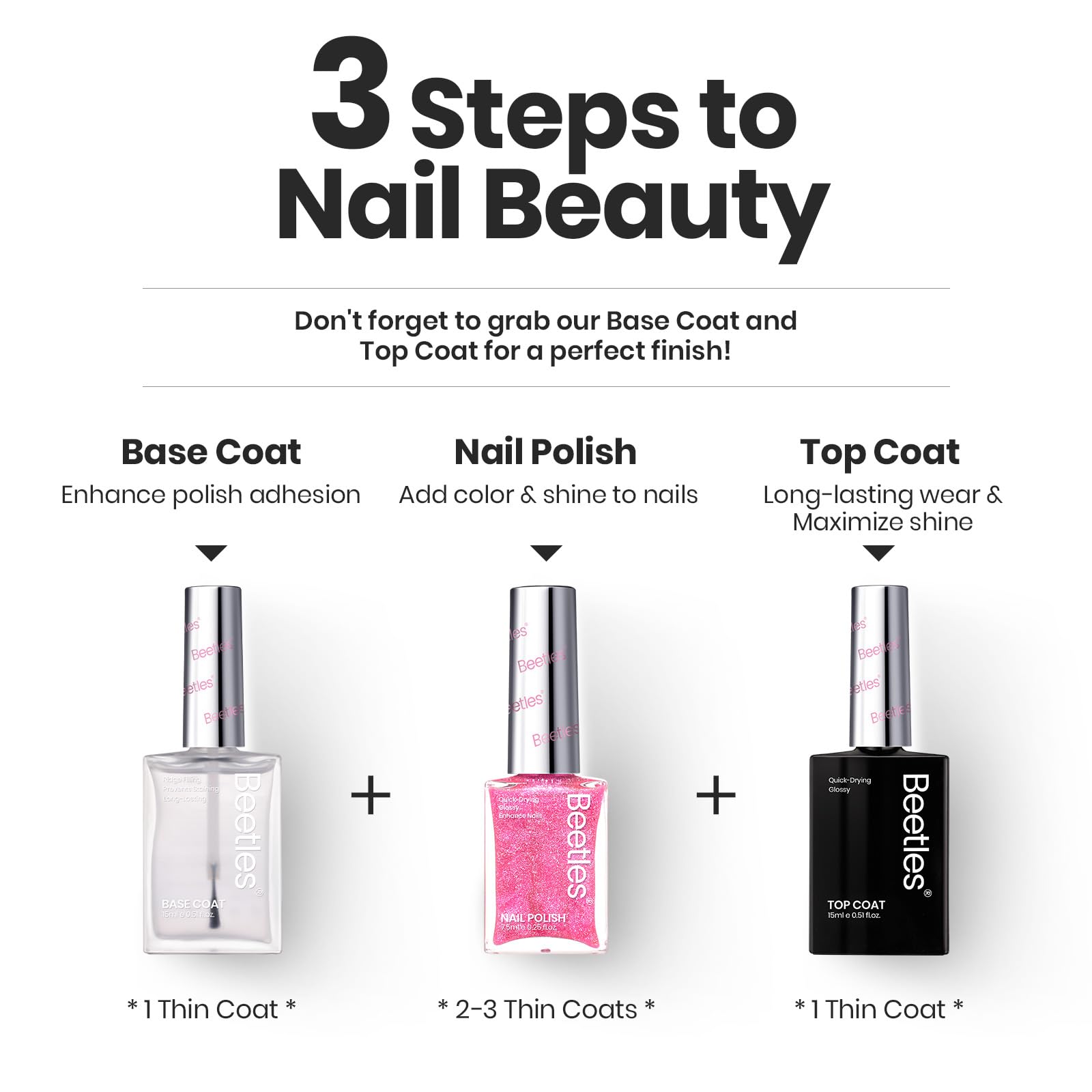 Beetles Glitter Nail Polish Set durable wear resists chipping and fading.