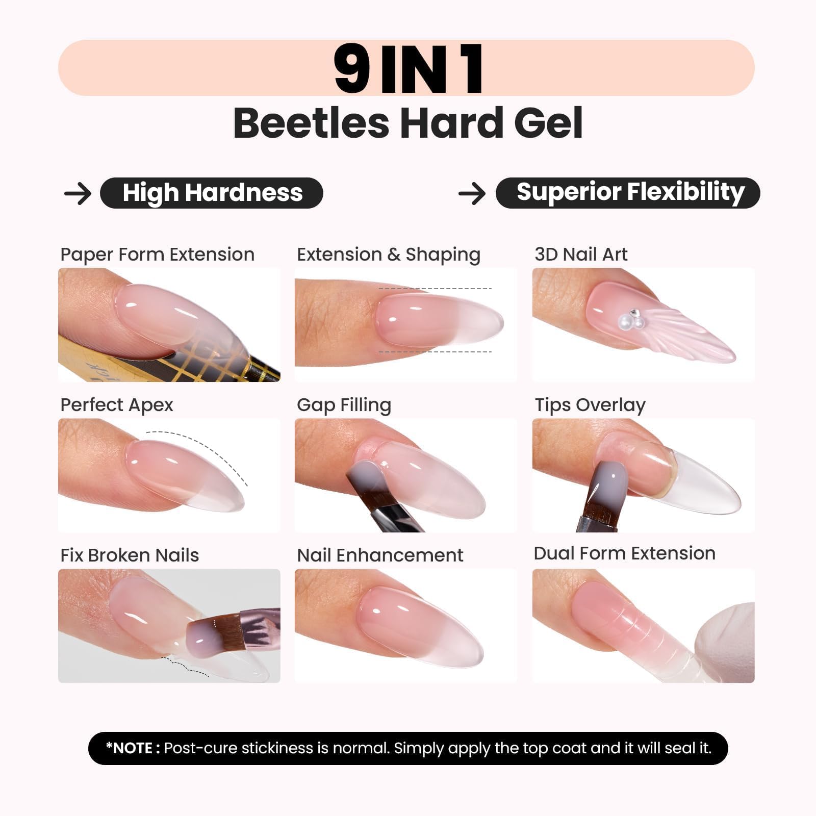 Beetles Jelly Nude Gel, acabado tono natural suave para uso diario.