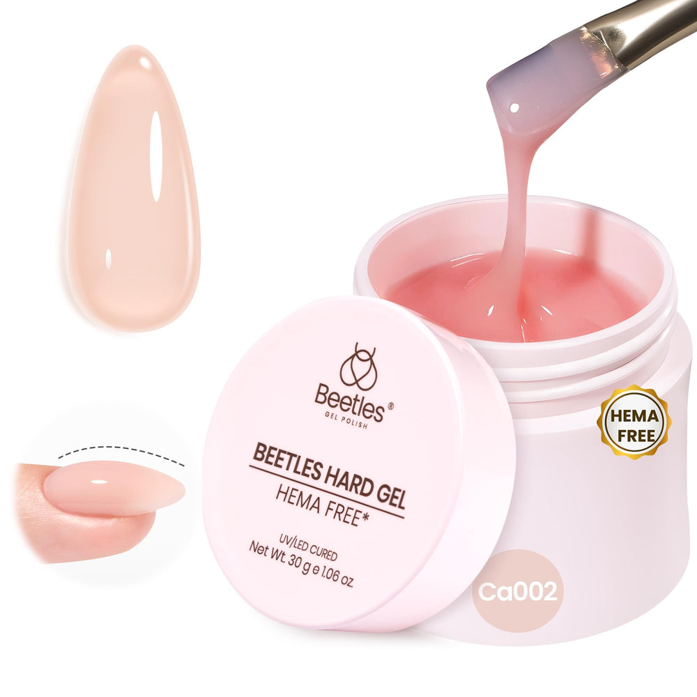Beetles HEMA-Free Gel duro para uñas, aplicación suave y control de forma precisa.