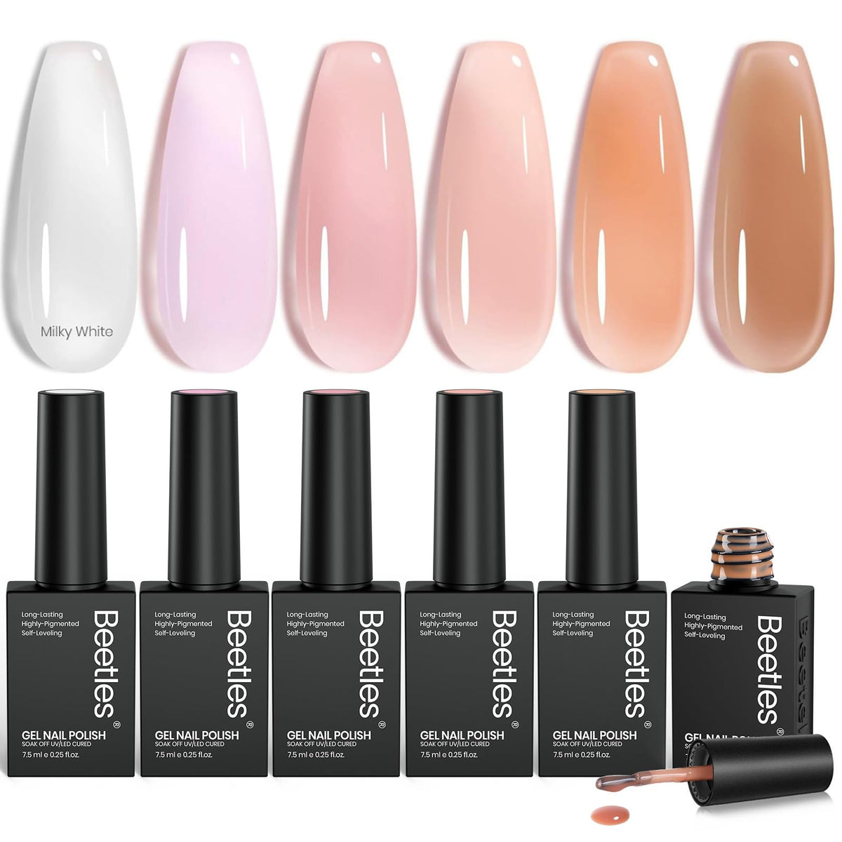 Beetles Jelly Gel Nail Polish Set: botellas listas para manicura brillante.